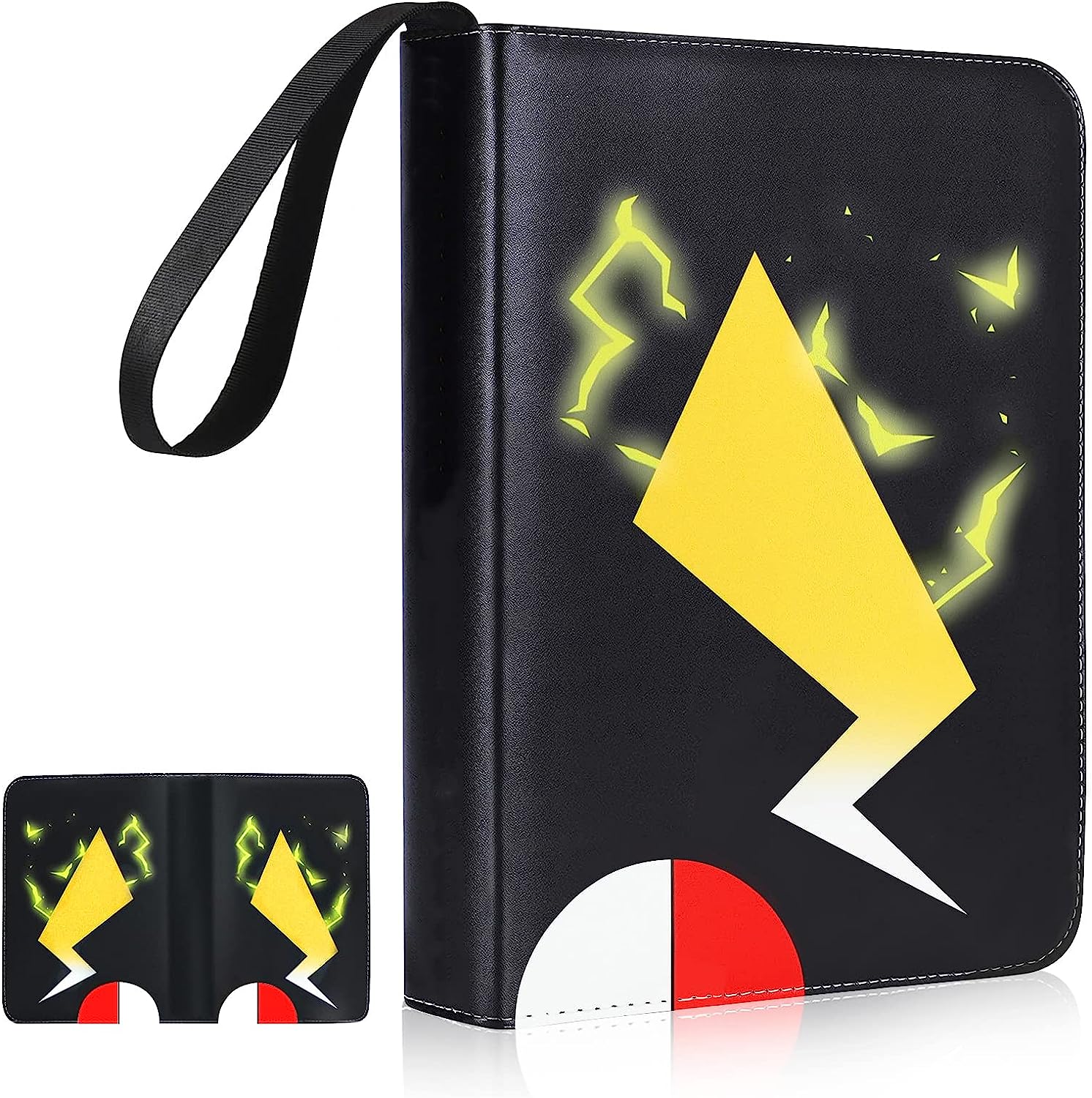 230816082133613_1 Black Card Binders for Pokemon Cards 4 Pocket - Hold 504 Game Cards with 63 Sleeves, Trading Card Collection Zipper Binder Holder for Kids Gifts - Image 1